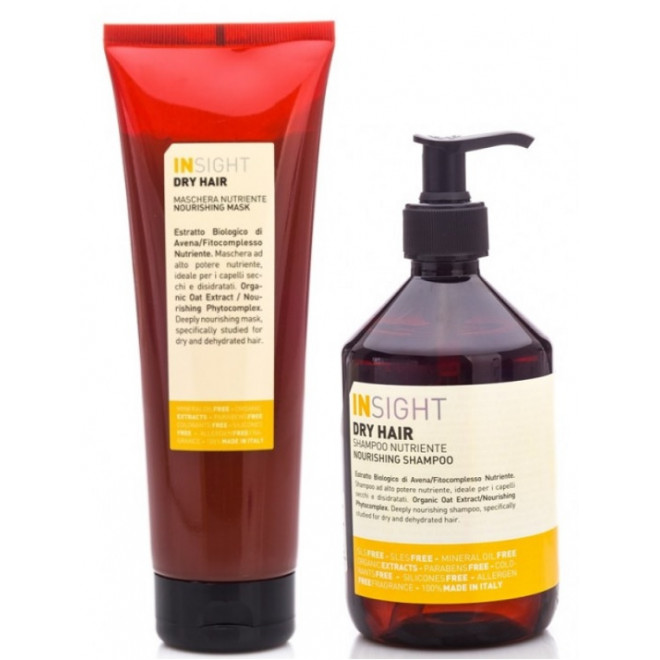 Zestaw głęboko odżywiający włosy szampon + maska, Insight Dry