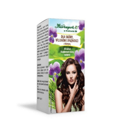 HERBAPOL Biotyna dla skóry, włosów i paznokci, Suplement diety - 30 tabletek