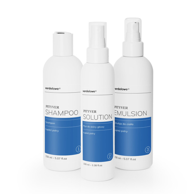 Pityver Szampon Emulsja Płyn na łupież pstry - ZESTAW