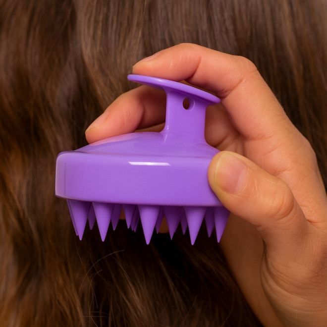 Silikonowy masażer do skóry głowy oraz ciała FIOLETOWY