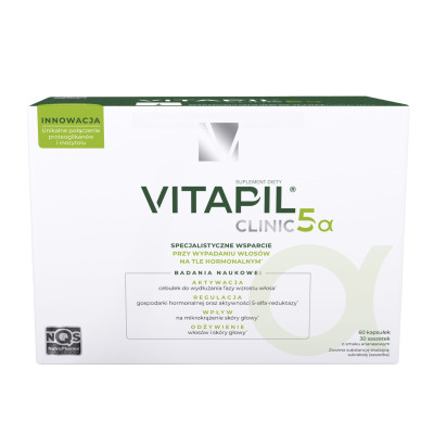VITAPIL CLINIC 5 alfa Suplement na zdrowe włosy z proteoglikanami - 60 kapsułek, 30 saszetek