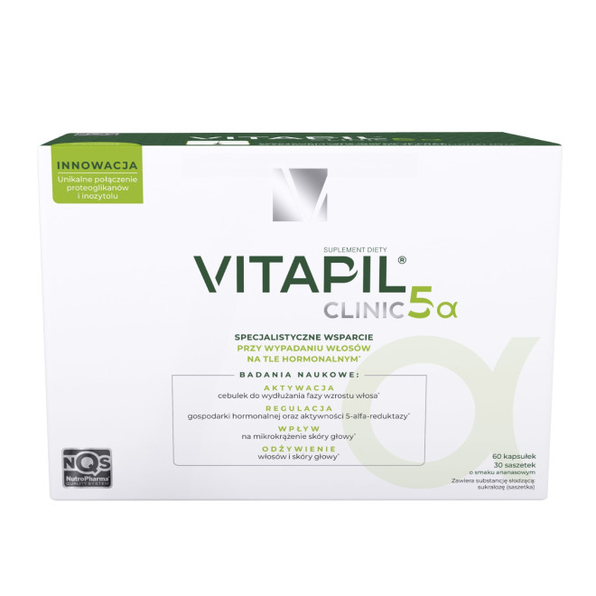 VITAPIL CLINIC 5 alfa Suplement na zdrowe włosy z proteoglikanami - 60 kapsułek, 30 saszetek