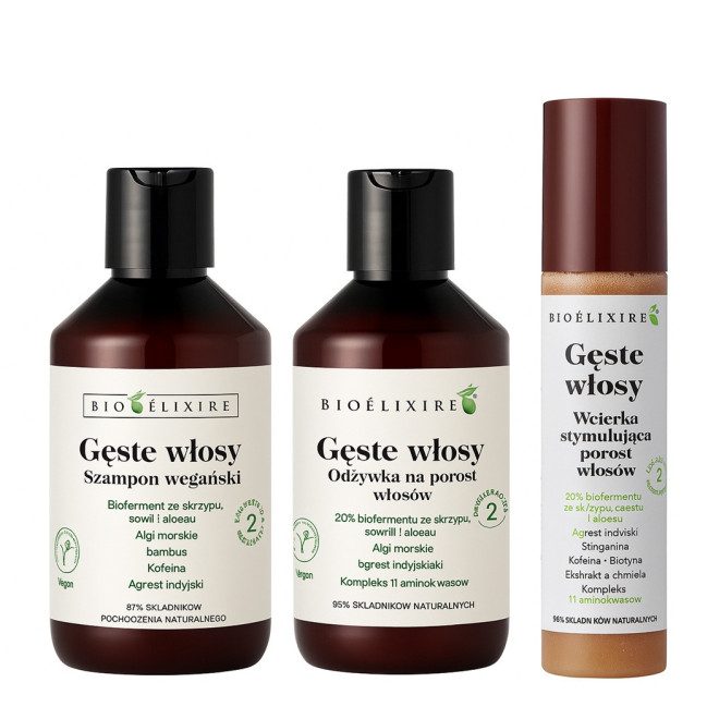BIOELIXIRE Gęste Włosy Szampon + Odżywka + Wcierka na porost włosów