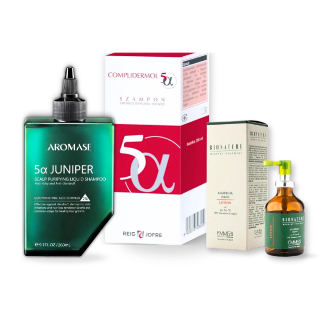 Zestaw przeciw łysieniu do każdego rodzaju skóry głowy  Aromase, Complidermol, Alopecia