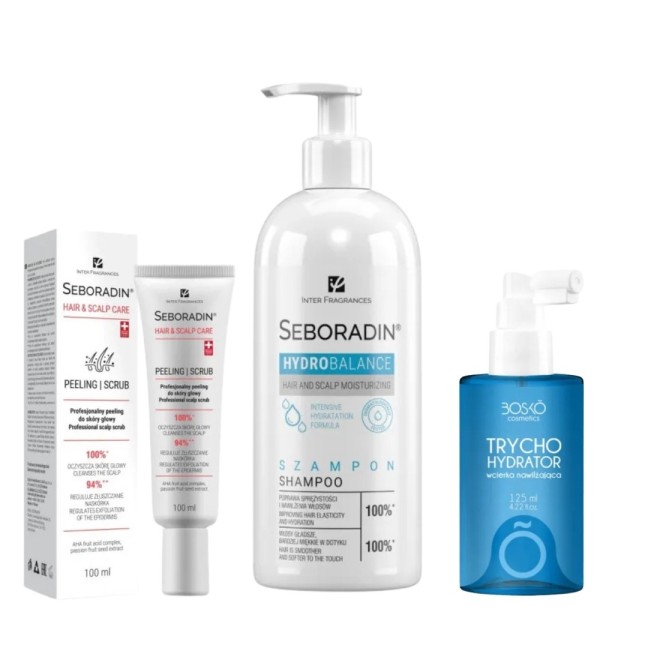Złuszczająco-nawilżający zestaw kosmetyków do skóry głowy