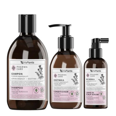 PHARMA CARE Łopian Biotyna Szampon + Odżywka + Wcierka przeciw wypadaniu włosów
