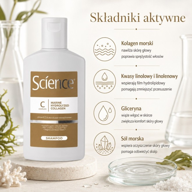 SCIENCE Szampon z kolagenem, do wrażliwej skóry głowy - 200ml