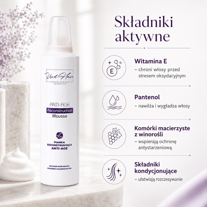 UND HAIR Rekonstruująca pianka AntiAge - 250ml
