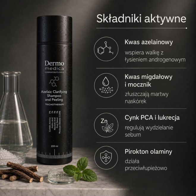 DERMOMEDICA Azelaic Clarifying Shampoo and Peeling Trychologiczny szampon i peeling oczyszczający - 200ml