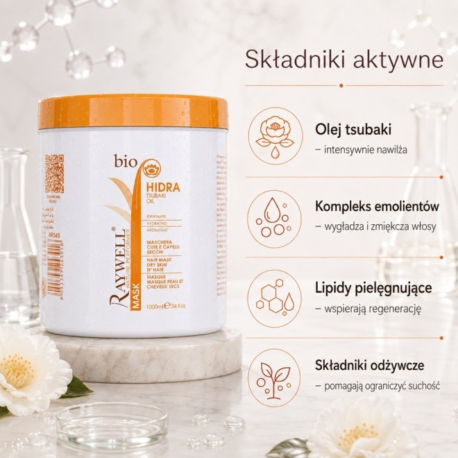 RAYWELL Bio Hidra Maska nawilżająca do włosów suchych - 1000 ml