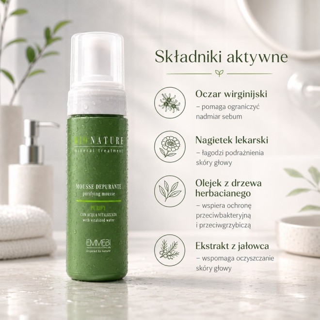 BIONATURE Pianka oczyszczająca skórę głowy - 150ml