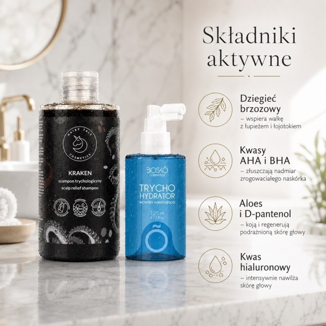 Trychologiczny zestaw na Łojotokowe zapalenie skóry głowy - HAIRY TALE COSMETICS + BOSKO