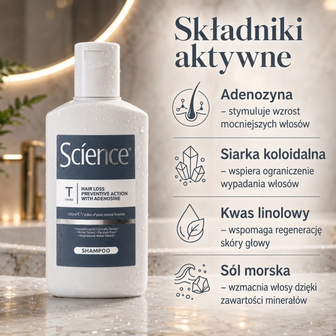 SCIENCE Szampon z adenozyną przeciw wypadaniu włosów