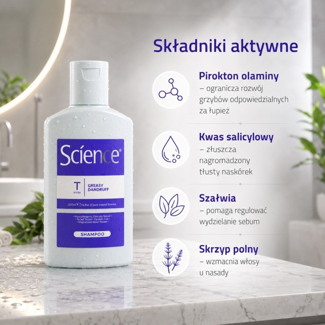 SCIENCE Szampon przeciw łupieżowi tłustemu - 200ml