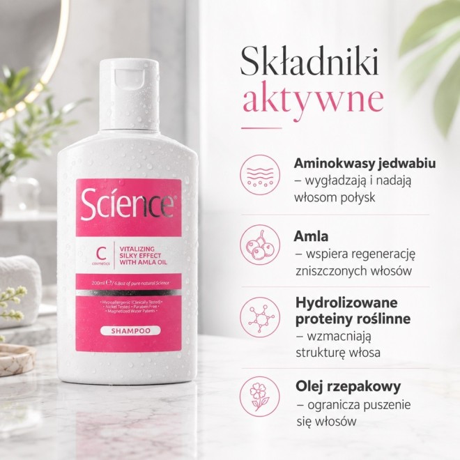 SCIENCE Szampon odżywczy z jedwabiem i amlą 200ml