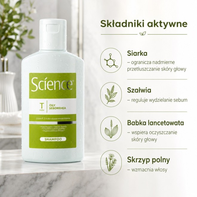 SCIENCE Szampon przeciw łojotokowi oleistemu - 200ml