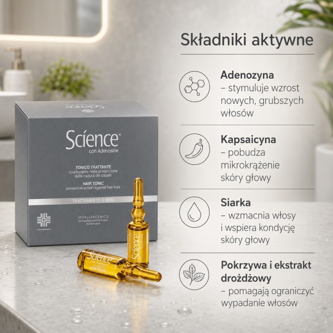 SCIENCE Lotion z adenozyną przeciw wypadaniu włosów - 4 x 5ml