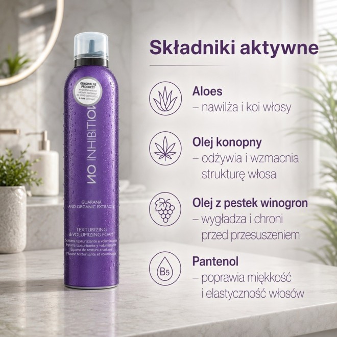 NO INHIBITION Texturizing & Volumizing Foam Pianka nadająca objętości włosom - 250ml