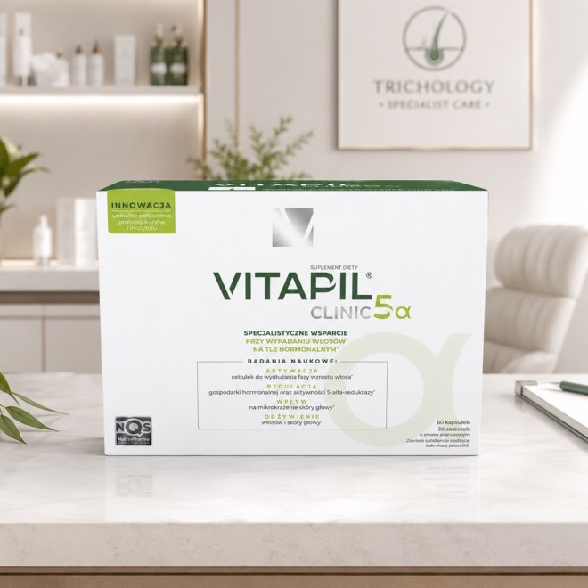 VITAPIL CLINIC 5 alfa Suplement na zdrową skórę głowy i włosy z proteoglikanami - 60 kapsułek, 30 saszetek