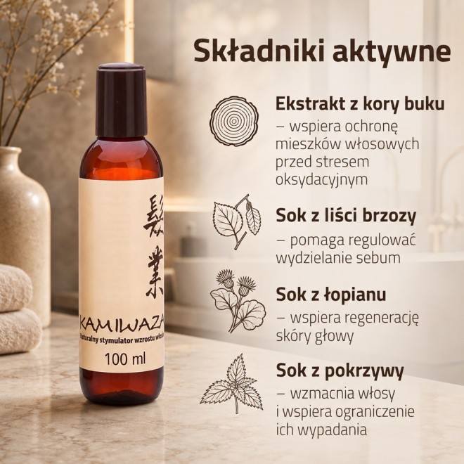 KAMIWAZA wcierka, naturalny stymulator wzrostu - 100ml