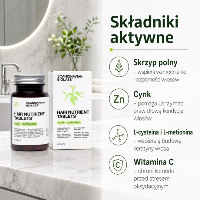 SCANDINAVIAN BIOLABS Hair Nutrient Suplementy odżywcze do włosów - 60 kapsułek