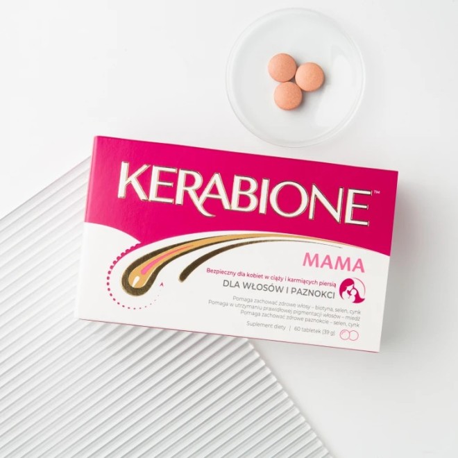 KERABIONE Mama Suplement wzmacniający włosy i paznokcie, dla kobiet w ciąży i karmiących - 60 tabletek