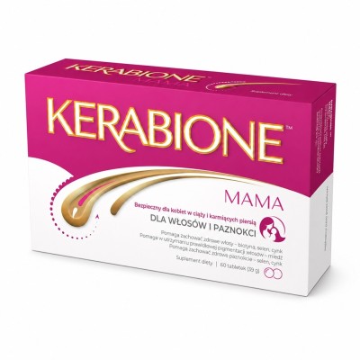 KERABIONE Mama Suplement wzmacniający włosy i paznokcie, dla kobiet w ciąży i karmiących - 60 tabletek