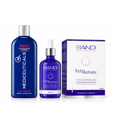Trychologiczny zestaw do włosów przetłuszczających się (Bandi Tricho-Peeling, Mediceuticals Solv-X)